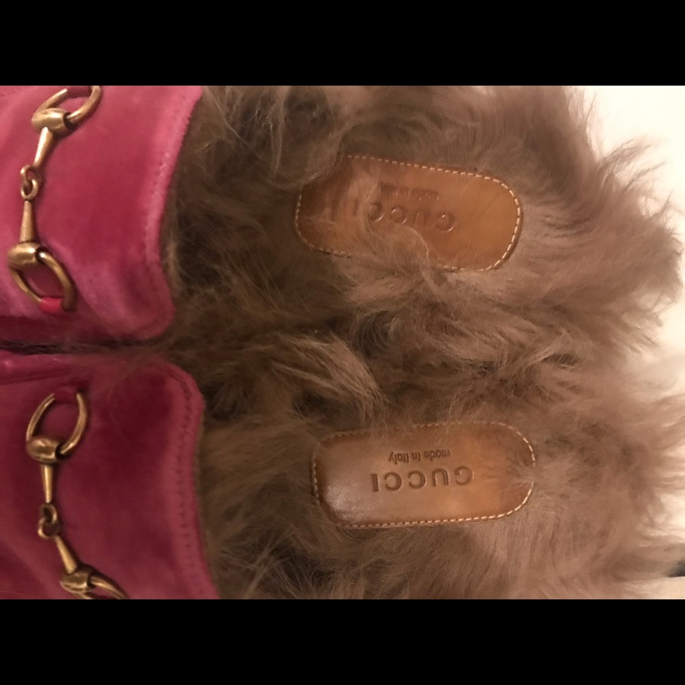 Gucci Princetown Velvet Mules w Fur; size 36.5 - Picture 5 of 8
